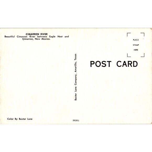 Cimarron River Cimarron New Mexico Postcard Unposted - Picture 2 of 2